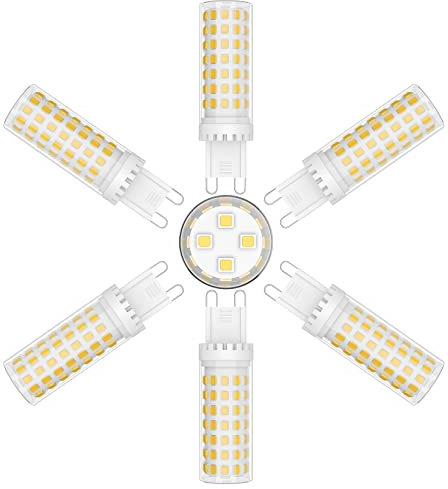 Klighten 6PCS Bombilla LED G9 de 9W Equivalente a 70W Lampara Halógena, Blanco Natural 4000K, 900LM, No regulable, 360 Grados, Lámpara G9 para Iluminación del Hogar