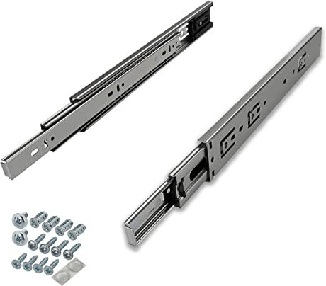 SOTECH 1 Paar Vollauszüge KV-45-H45-L500-SE-MS 500 mm Selbsteinzug, Traglast 45 kg, Schubladenauszug inkl. Schraubenset