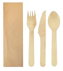 100 pezzi TRIS - kit posate in legno 160mm
