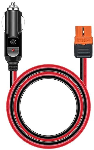 ZkeeShop Zigarettenanzünder auf XT60i Solar kabel,XT60i-F Verlängerungskabel 14AWG Kfz-Ladegerät 12V Kabel Adapter Netzteil Kompatibel für Ecoflow Tragbare Powerstation (3M)