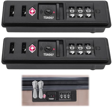 2 Pezzi Lucchetto Valigia TSA Lucchetto Combinazione 3 Cifre Lucchetti TSA di Sicurezza per Valigie, Lucchetto Numerico per Bagagli