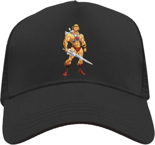 Functon+ Hero Fighter Stehend mit Schwert Mesh Rücken Trucker Cap Verstellbare Snapback Mütze Schwarz, Schwarz , Einheitsgröße