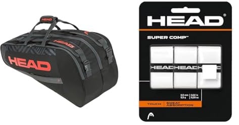 HEAD Base Racquet Bag Tennistasche, schwarz/orange, M & Unisex Supercomp™ Griffband, Weiß, Einheitsgröße EU