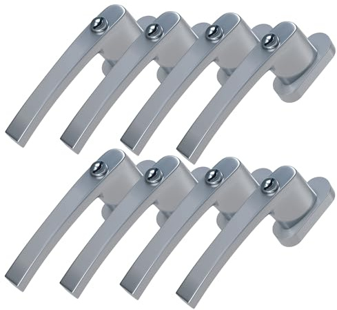 BASI | 8er Set Fenstergriff abschließbar | Farbe Weiß oder Silber | Aluminium | Balkontürgriff | Kindersicherung | Stiftlänge 35 mm | Griff für Fenster Terassentür | 8 Stück | 16 Schlüssel