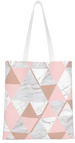 FUkker Borsa tote, borsa di tela, borsa a tracolla con manico lungo, borsa per la spesa, borsa riutilizzabile, Diamante in marmo oro rosa grigio e rosa
