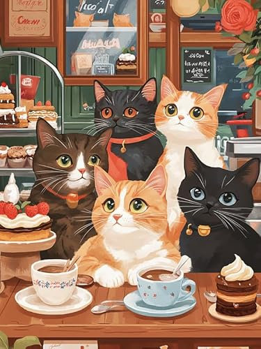 Bimkole DIY 5D Diamond Painting Kits Zubehör Katze, Tierdesserts Diamant Malerei Kit Voll Runde Bohrer Malen nach Zahlen Malerei Stickerei Kreuzstich Diamond Dekoration 30x40 cm