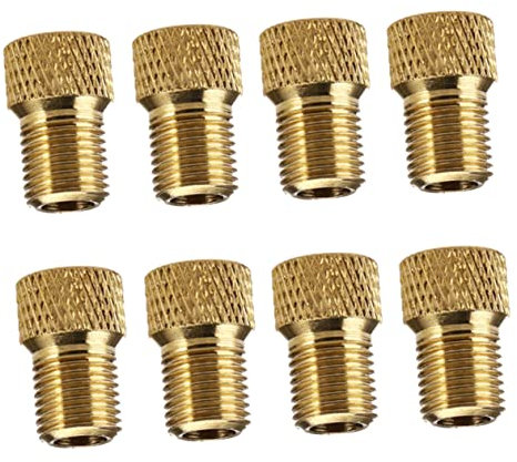 WOONEKY 8pezzi Adattatore Valvola Presta Per Bici Convertitore in Rame Con Anello Di Tenuta Integrato Compatibile Con Mtb e Bici Da Strada Per Pompa e Compressore Aria Facilità Di Installa