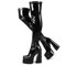 ErikenUrben Donna Platform Coscia Stivali Alto Largos Sopra Il Ginocchio Stivali Stretch Go-Go Boot Square Toe Wide Calf Festa Stivali Zip QipiBlack Numero 40