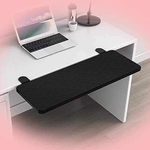 IUBGFTO Desk Extender Black Keyboard Tray, Ergonomic Keyboard Stand, Desk Extension Platform Collapsible, School Tabletop Holder Storge Drawer (55x24cm/22x9in)
