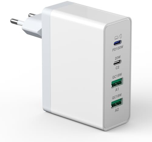 USB C Ladegerät 140W GaN, 4-Port Schnellladegerät Stecker Ladestation 100W Laptop Power Adapter Multiple USB C Ladegerät Kompatibel mit MacBook Pro/Air/iPhone 15/16/Samsung/Tablet/Laptop/Mobile