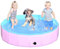 CACSPS Piscine Pliante pour Chien 140x30 cm - Piscine pour Enfants en Plastique Rigide Pliable pour Chiens et Enfants, Baignoire antidérapante pour Animaux de Compagnie (Rose)
