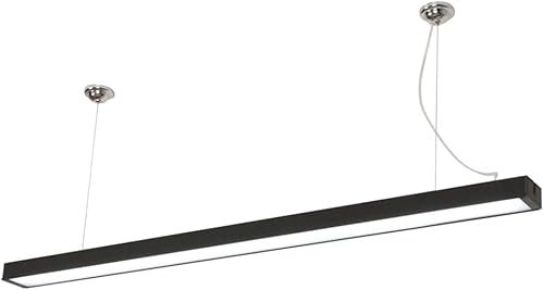 HONY-LIGHT 24W Schwarz Extra Lang Pendellampe, 1200Mm 6000K Aluminium Acryl Höhenverstellbar Hängeleuchte, Deckenleuchte, Büro Pendelleuchte, Für Keller Küche Hängeleuchte