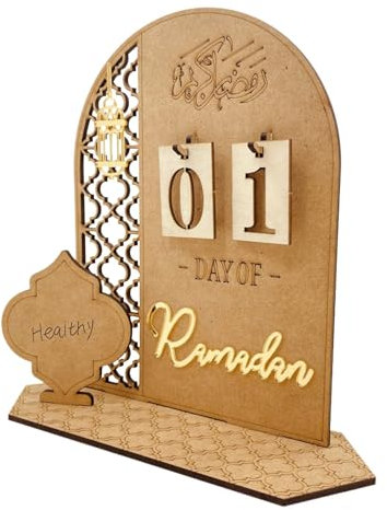 Skeadex Ramadan Kalender, Ramadan Deko Aus Holz, Eid Mubarak Dekoration, 30 Tage Countdown Adventskalender, DIY Ramadan Dekoration Kalender für Zuhause