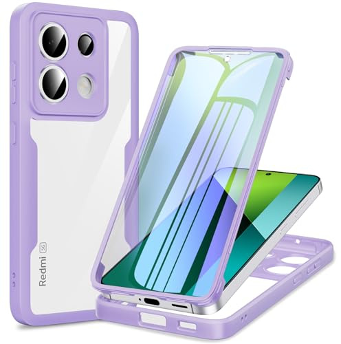 Phoona Cover per Xiaomi Redmi Note 13 Pro 5G/Poco X6 5G con Pellicola Protettiva Trasparente, Antiurto Silicone Custodia 360 Gradi Full Body Protezione, AntiGraffio Cover per Redmi Note 13 Pro, Viola