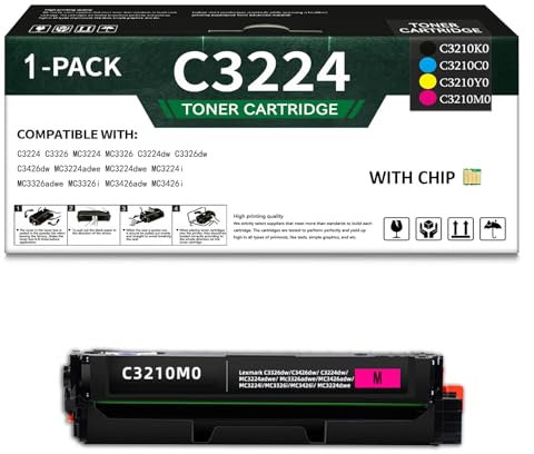 CMADJT C3210 Tonerkartuschen mit hoher Reichweite (C3210C0 C3210K0 C3210M0 C3210Y0) Set mit Chip-Ersatz für Lexmark C3224 C3326 C3426 MC3224 MC3326 MC3426 C3224dw Laserdrucker,M-3500 Pages