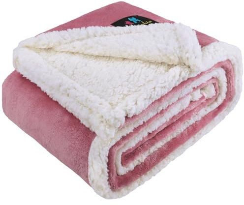 luciphia wasserdichte Hundedecke, Hunde Decke für Hund Katzen Groß Waschbar, Haustierdecke Wasserfeste Flauschig Sherpa Fleece, Wasserdicht Decke für Sofa Couch Bett, Rosa S (71 * 102cm)