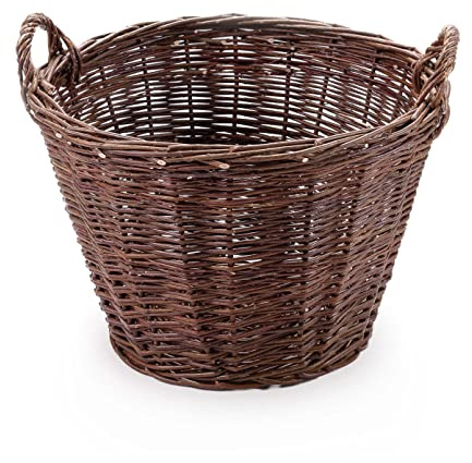 Wiklinowy Świat - Weidenkorb Ø35cm - Kaminholzkorb, Kartoffelkorb, Obstkorb, Füllkorb Kiepe Gartenkorb, Henkelkorb Weidengeflecht für Einkauf, in Naturfarbe Geräumig - keine Einlage