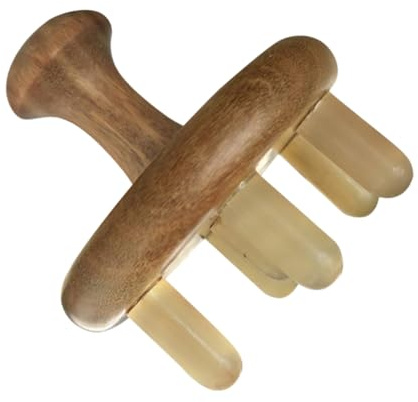 VALICLUD Massagebürste für Kopf und Kopfhaut Holz und Horn Kamm für Massage und Entspannung Kopfhautstimulator für Haarwachstum und Wohlbefinden