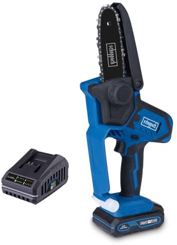 Scheppach Akku-Gehölzschneider Set S C-PS100-X | 5‘‘ Schwert & -Kette | Schnittgeschwindigkeit 4,8 m/s | 20-Volt-IXES-Serie | Inklusive 2,0 Ah Akku und 2,4 A Ladegerät