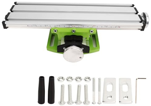 Baxnore Fresadora profesional Mesa de trabajo Ejes X Y de alta resistencia Mesa de trabajo de molino Acero de aleación de alta precisión 310x90 mm para taladro de banco Mini taladr