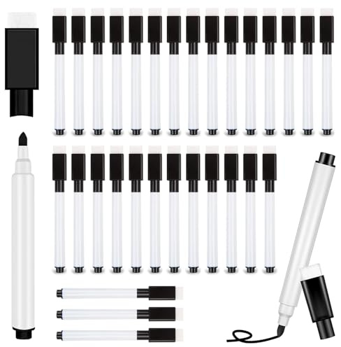 30 stycken avtorkbara pennor, whiteboardpennor | magnetisk whiteboard markörer, whiteboards pennor magnetisk, white board penna, avtorkningsbara, foliepennor, för hem