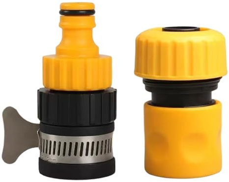 2-Piece Hose Connector to Tap Set,Universal Hose Tap Connector and 3/4 Inch Tap to Hose Connector, Indoor Tap Adapter for Hose, Kitchen Sink, Washing Machine and Garden Irrigation