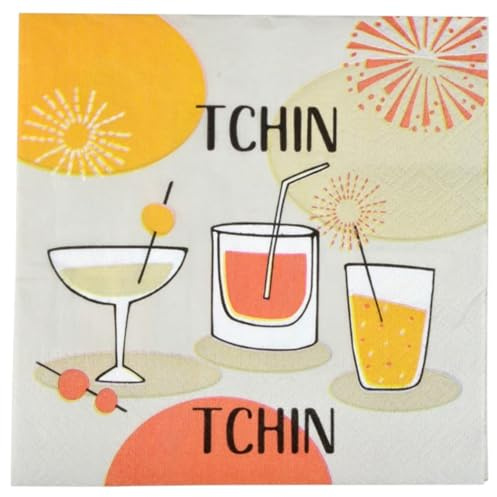 MACOSA U6SEI468_x2 Papierservietten Set 40 Stk. 33 x 33 cm Motiv Tchin Tchin bunt Tischdeko Einwegservietten Cocktailservietten Partyservietten Papier Servietten