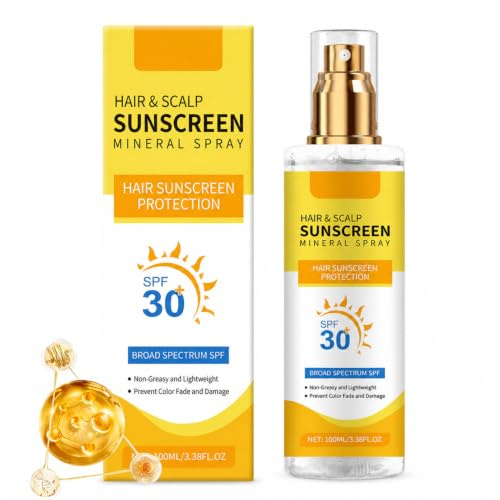 Haar & Kopfhaut Sonnenschutz Spray LSF 30, Sonnenschutz Haare Mineral Spray | UV Schutz Haare Sonnenspray, Leichtes & Nicht Fettend Sonnenschutzspray für für Scheitel & dünner werdende Bereiche, 100ml