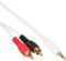 InLine 89931W Cinch/Klinke Kabel, 2x Cinch Stecker an 3,5mm Klinke Stecker, weiß / gold, 1m