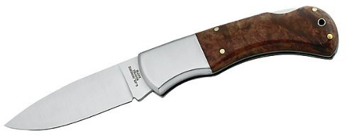 Herbertz Taschenmesser, AISI 420, Wurzelholz-Schalen Edelstahlbacken, Holzbox