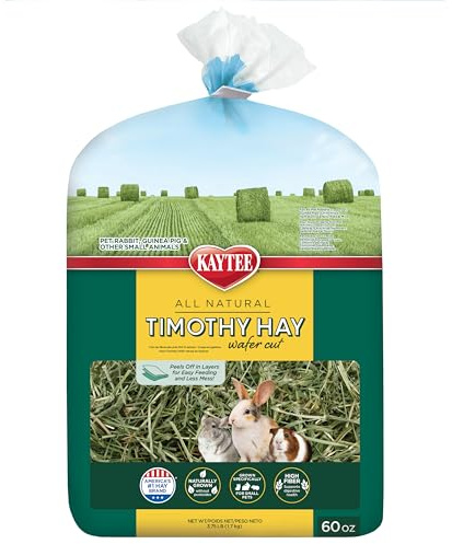 Kaytee Wafer Cut All Natural Timothy Hay for Pet Guinea Pigs, Rabbits & Other Small Animals, 60 Ounce