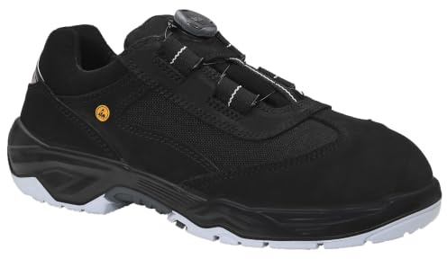 ELTEN Sicherheitsschuhe DUSTIN BOA Low ESD S3, Damen und Herren, Leder/Textil, Stahlkappe, leicht, sportlich, Schwarz, Größe: 36 | Sicherheitsschuhe für Damen & Herren, Stahlkappe, leicht, atmungsaktiv, Gr. 36