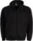 True Face Mens Hoodie Zip Up Classic Hooded Top Plain Ribbed Cuff Long Sleeve Sweatshirt 032 Hody Black XL