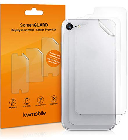 kwmobile 3x Pellicola Protettiva Posteriore Compatibile con Apple iPhone 8 / SE (2020) - Pellicola Protezione Trasparente Retro Smartphone - Film Protettivo Antigraffio