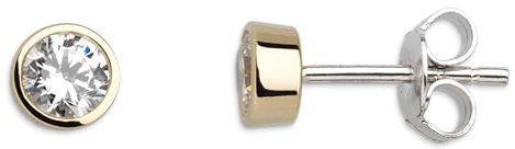 XENOX® Zarge Ohrringe - Damen Ohrringe aus hochwertigem 925/- Sterlingsilber mit Zirkonia Stein