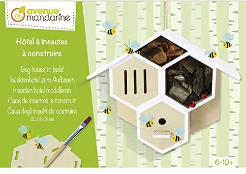 Avenue Mandarine - Ref CO173C - Creative Box - Build Your Own Bug House / Insect Hotel - Wooden Construction Parts, Paints & Brush Included, Suitable for Ages 6-10+
