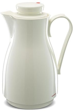 ROTPUNKT Isolierkanne 828 Karla 1,8 l | Zweifunktions-Drehverschluss | BPA Frei- gesundes Trinken | Made in Germany | Warm + Kalthaltung | Glaseinsatz (Classic White)