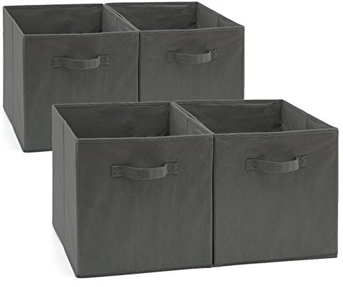 EZOWARE Aufbewahrungskörbe faltbare Würfel-Aufbewahrungsboxen, 4er-Set, faltbare Aufbewahrungsbox für Kleinkinder, Kinderzimmer, Zuhause, 33x35x33cm Grau