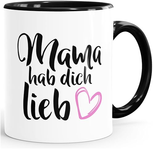 MoonWorks Geschenk-Tasse Muttertag Mama hab dich lieb Schwarz unisize