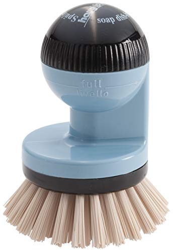 haug bürste - Knopfbürsten/Spül- und Topfbürste - mit Spülmittelspender - Material: Nylon - Größe: L 65 x B 45 x H 90 mm - Farbe: Soft Blau - Made in Germany