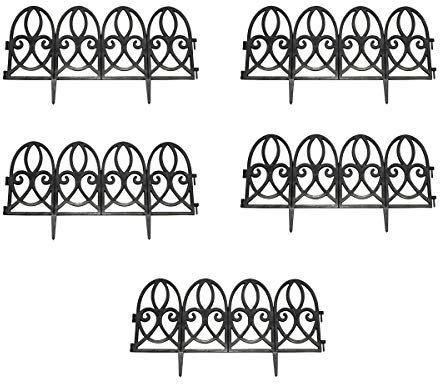 Selections Black Plastic Lawn Edging Traditional Design Panels for Garden Paths and Borders - Pack of 5