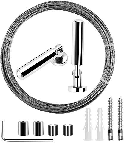 YINETTECH Vorhang Draht Bild Wandhalterung Set Hängende Foto Edelstahl Wäscheleine 5M Mehrzweck