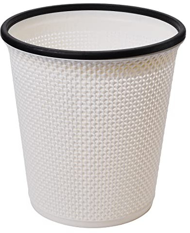 Zuvo Corbeille à papier en plastique - Look moderne cylindrique - Design ouvert sur le dessus - Poubelle légère pour cuisine, chambre, salle de bain et bureau - Blanc
