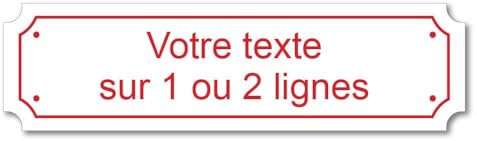 Plaque gravée personnalisée 1 ou 2 lignes 14,5x4cm autocollante Blanc écriture Rouge