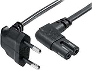 5m Euro Netzkabel C7 Fernseher Stromkabel, Kabel Gewinkelt Netzstecker auf Euro 8 Doppelbuchse Kleingerätekabel für Wireless Boxen, TV, Blu-Ray, Radio, Netzteile schwarz
