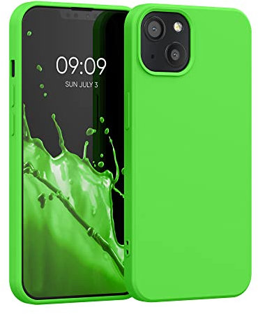kwmobile Custodia Compatibile con Apple iPhone 13 Cover - Back Case per Smartphone in Silicone TPU - Protezione Gommata - verde lime