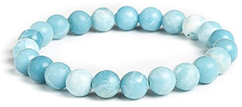 YINWUJIA Runden Steine Armbänder for Frauen Mädchen Frost Larimar Stein Schmuck Armband 10mm Runde Stein Armband Mann Blau Kristall Armband Steinarmband für Frauen (Length : 9-10mm)