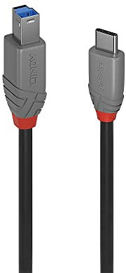 LINDY 1m USB 3.1 Cable, USB-C Male to USB-B 3.0 Male Type B, for MacBook Pro/Air, External Hard Drive, Scanner, Printer, Docking Station