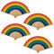 MIJOMA 4 Stück Set Handfächer aus Holz, Handfächer für Abkühlung im Sommer, am Strand, für Hochzeiten Fasching Pride (Regenbogen)