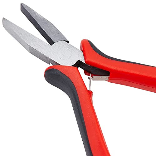 SUNNYCLUE 5 Zoll Flachzange Schmuckzange Mini Präzisionszange Breite Flachzange Kleine Zange Klemmblechformwerkzeuge Für Frauen Schmuckherstellung Heimwerker Hobbyprojekte Zubehör Rot